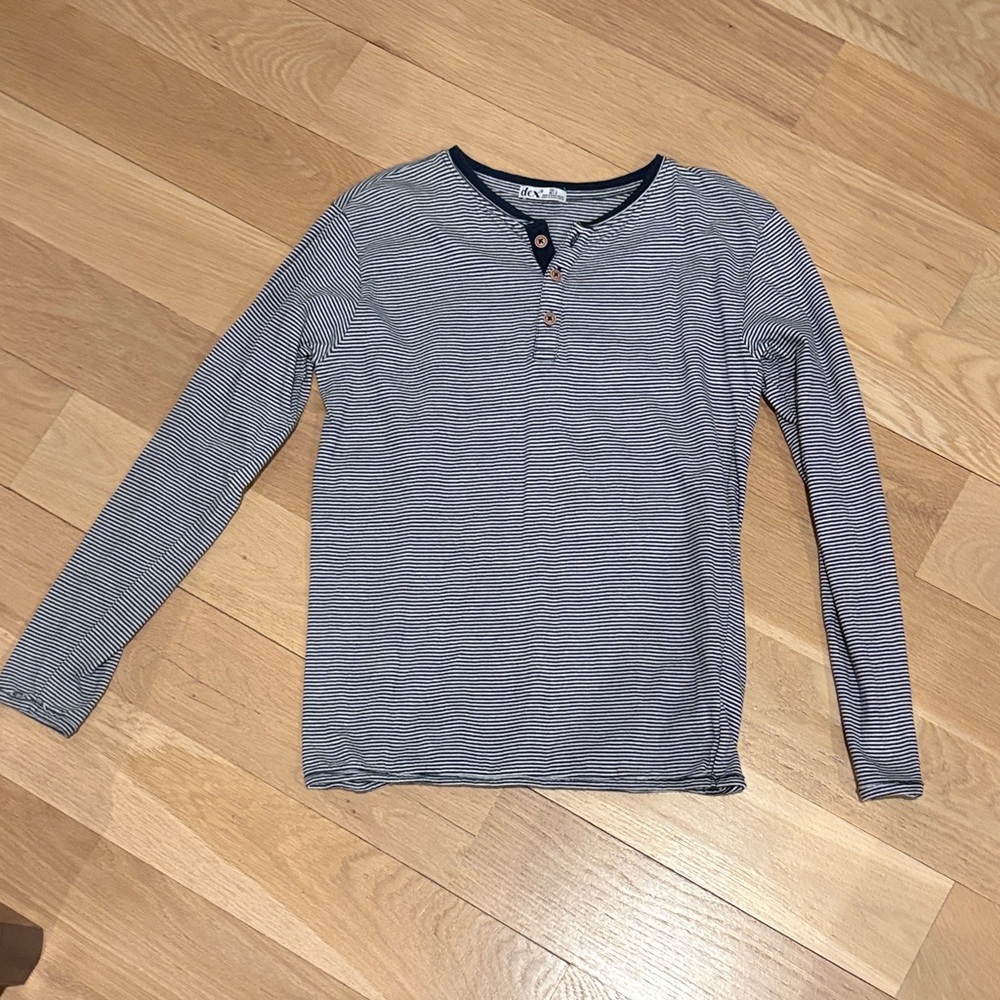 Dex Navy and White Striped Long Sleeve Tee